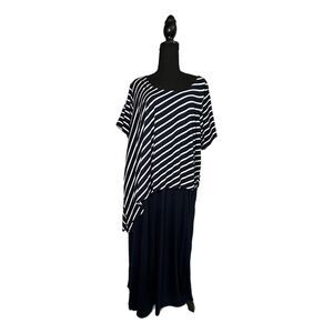 Woman Within Navy and White Striped Dress, Size 1X, Pre-owned